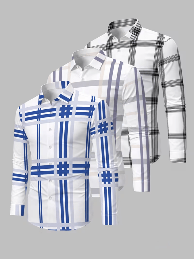 Camisa retro Abstract Art estampado Comfortable ejecutivo Style para hombre