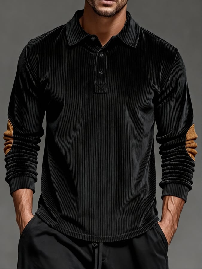 Camisa polo vintage pana casual para exterior de manga larga para hombre