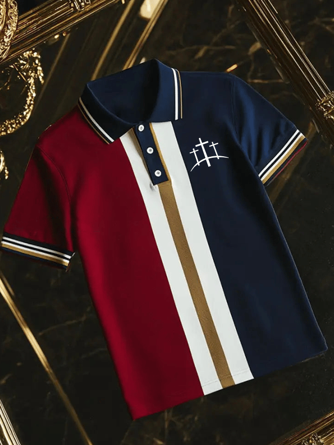 Camisa polo Faith estampado retro casual para hombre