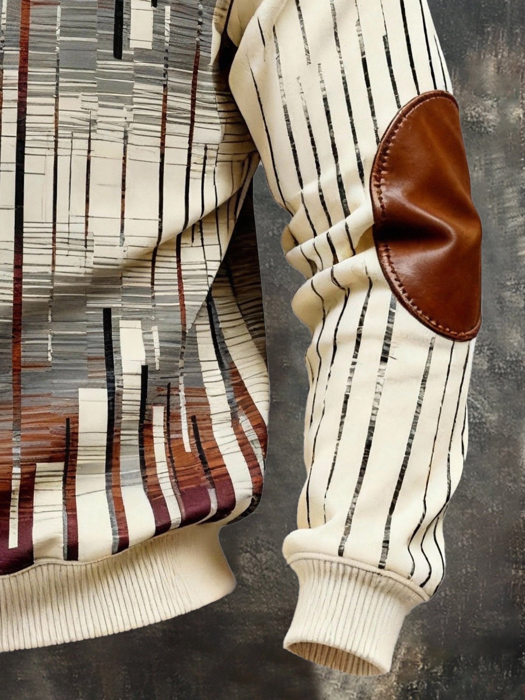 Sudadera vintage Color-Block estampado con cierre con gorrasucha para hombre