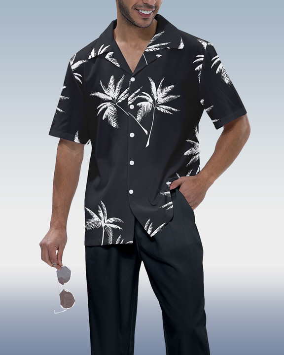 Camisa Rianmond Hawaiian estampado de manga corta Walking Set 3 Colors 415 para hombre