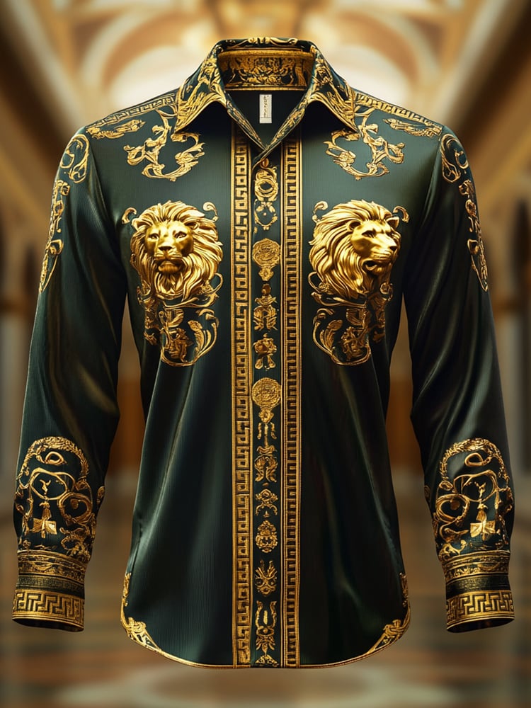 Camisa satén Luxe de manga larga con botones para hombre