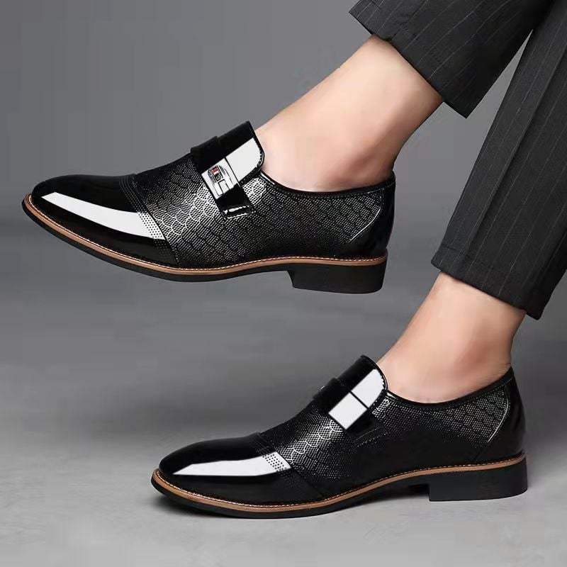 Mocasines ejecutivo formal casual Embossed Patchpara trabajo Faux cuero Patant zapatos para hombre