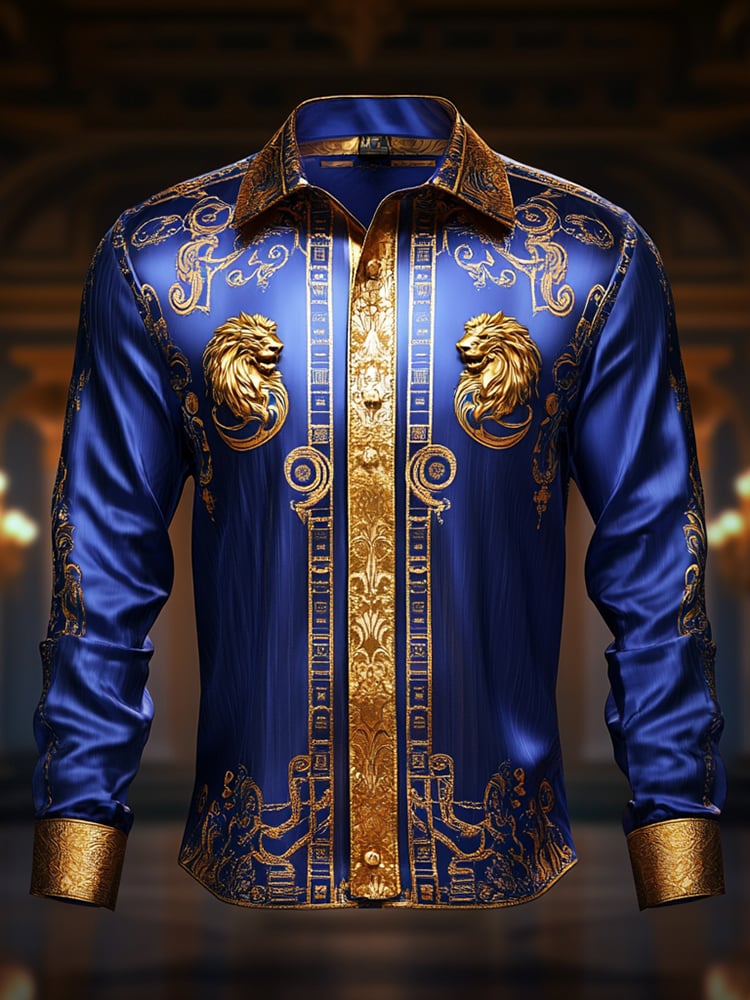 Camisa satén Luxe de manga larga con botones para hombre