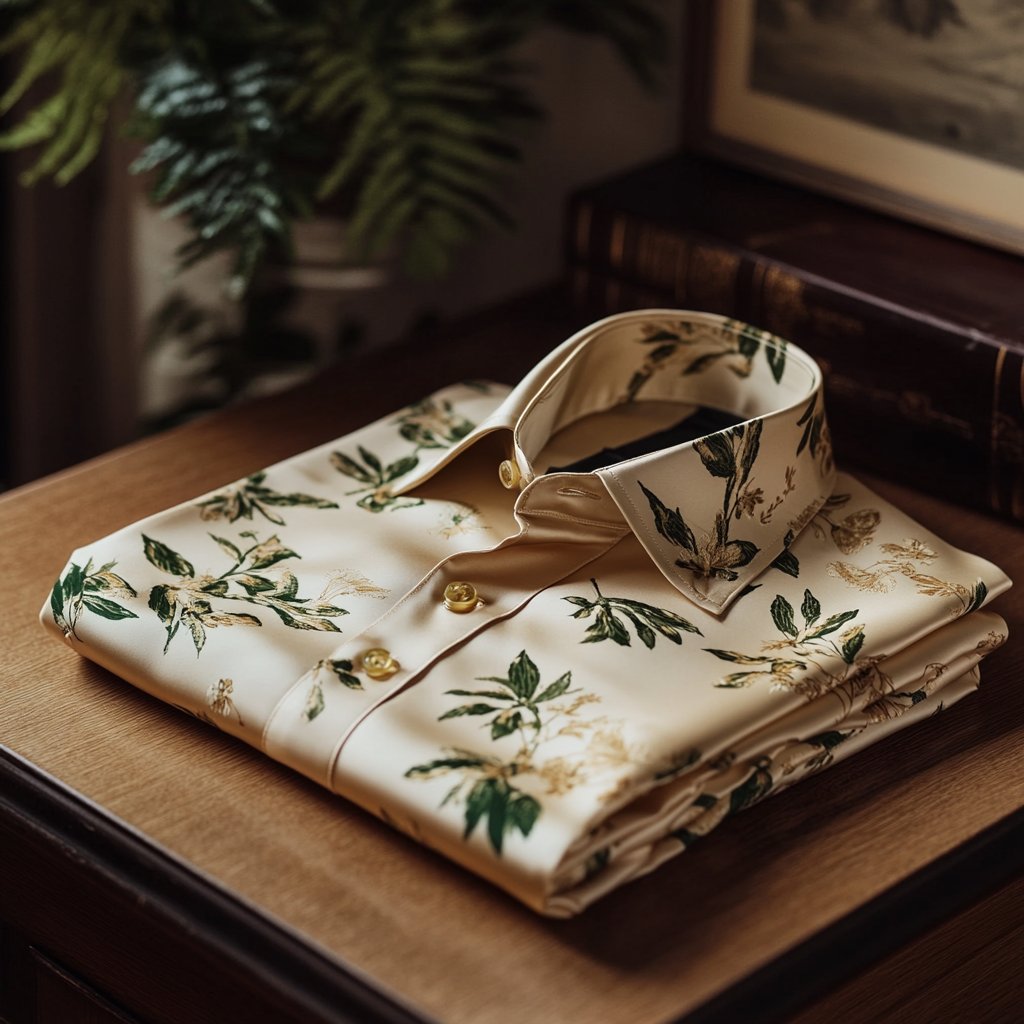 Camisa ejecutivo casual floral solapa de manga corta para hombre