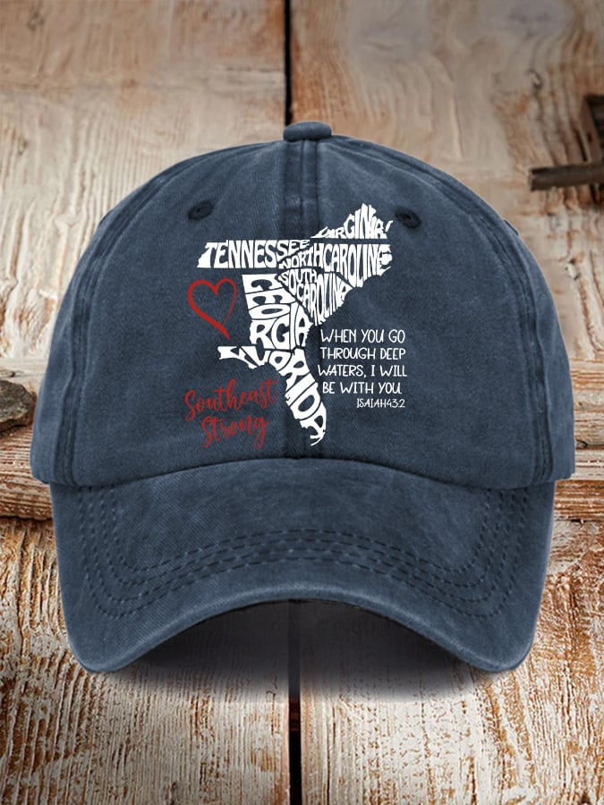 Gorras retro Southeast Strong When You Go Through Deep Waters, I Will Be With You Isaiah 43:2 Tennessee Georgia, South Carolina, North Carolina, , Virginia, Florida estampado Baseball