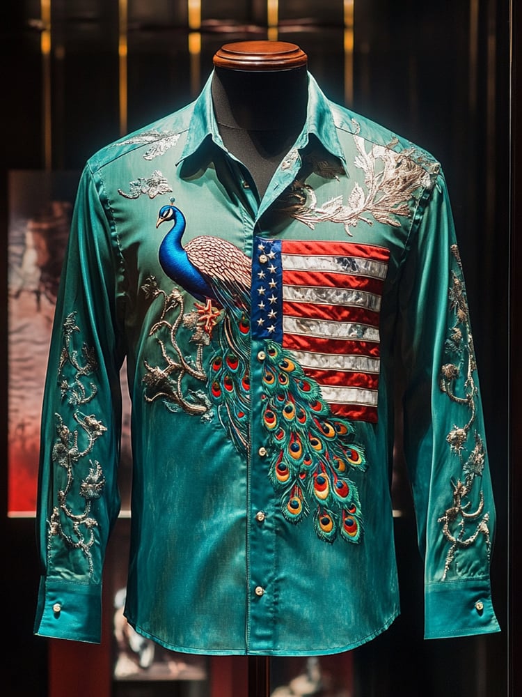 Camisa de lujo Independence Day de manga larga para hombre