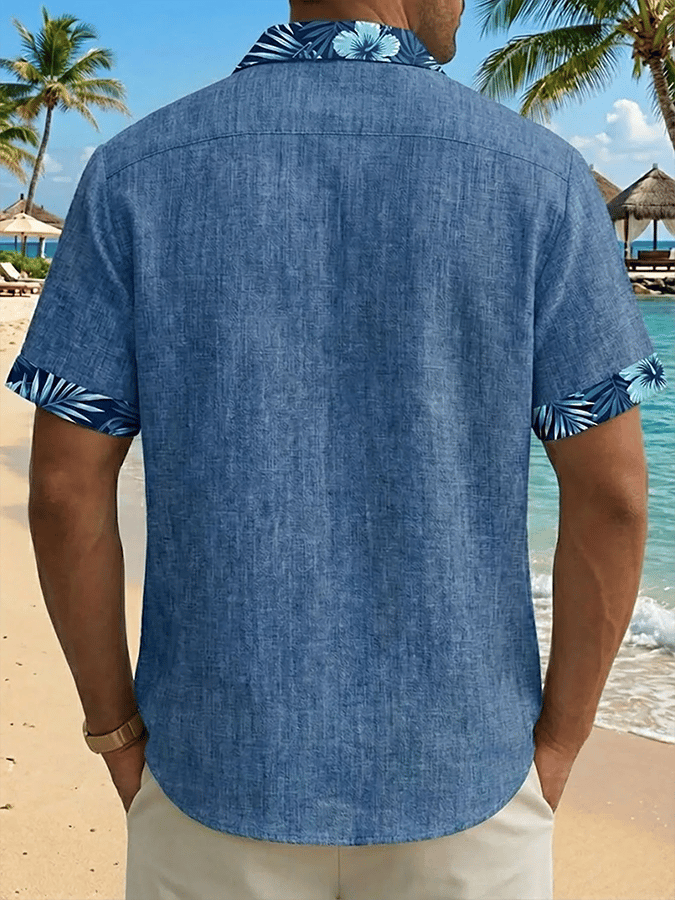 Camisa Hawaiian estampado de modaable Resort casual Pockets para hombre
