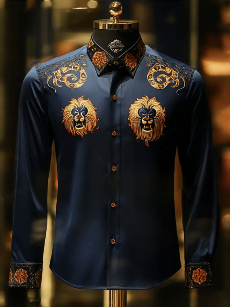 Camisa satén Luxe de manga larga con botones para hombre