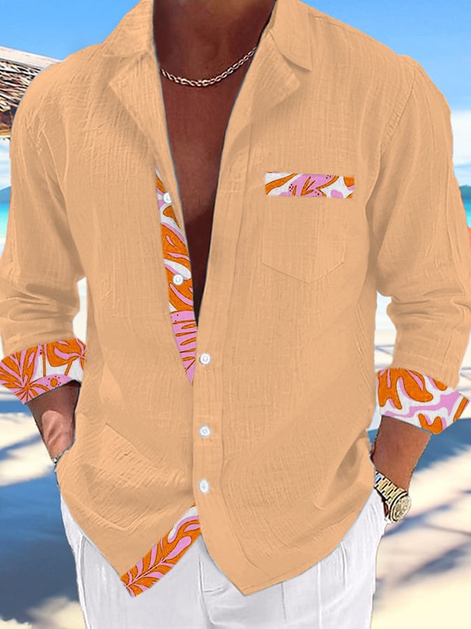 Camisa Cuban Collar Hawaiian estampado de modaable Resort casual (With Pockets) para hombre