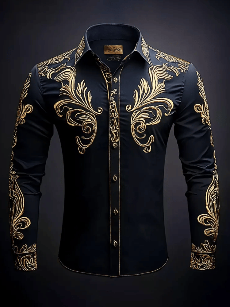 Camisa de lujo vintage diseño de manga larga para hombre