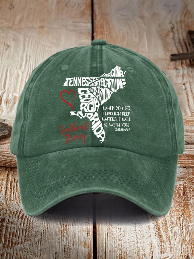 Gorras retro Southeast Strong When You Go Through Deep Waters, I Will Be With You Isaiah 43:2 Tennessee Georgia, South Carolina, North Carolina, , Virginia, Florida estampado Baseball