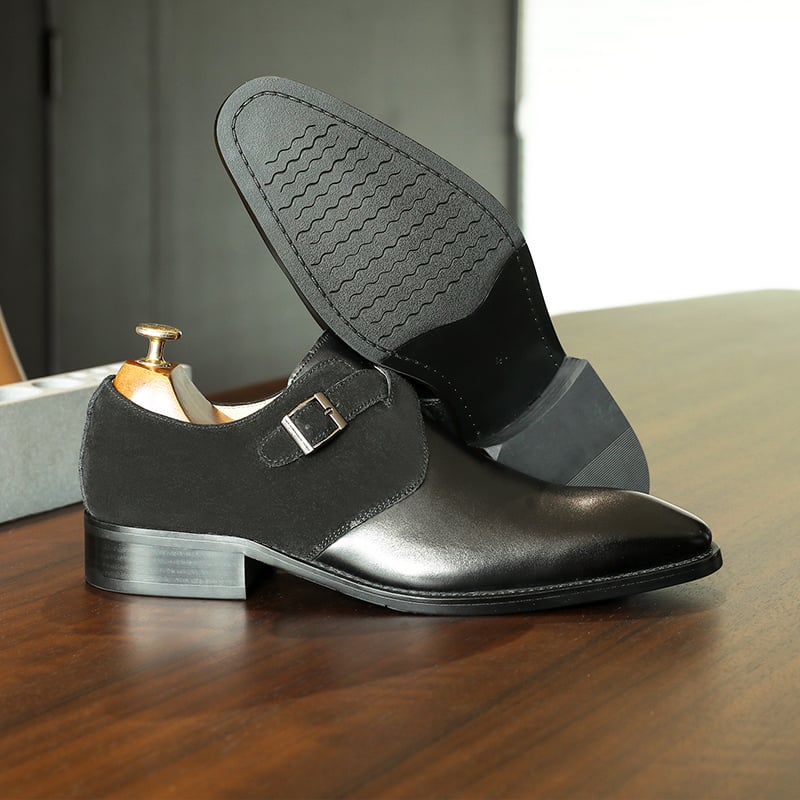 Zapatos Trendy Color Matching Double Buckle Slip-On British Style para hombre