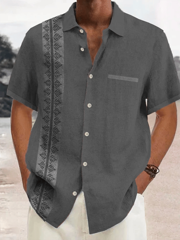 Camisa retro Hawaiian Vacation de manga corta para hombre