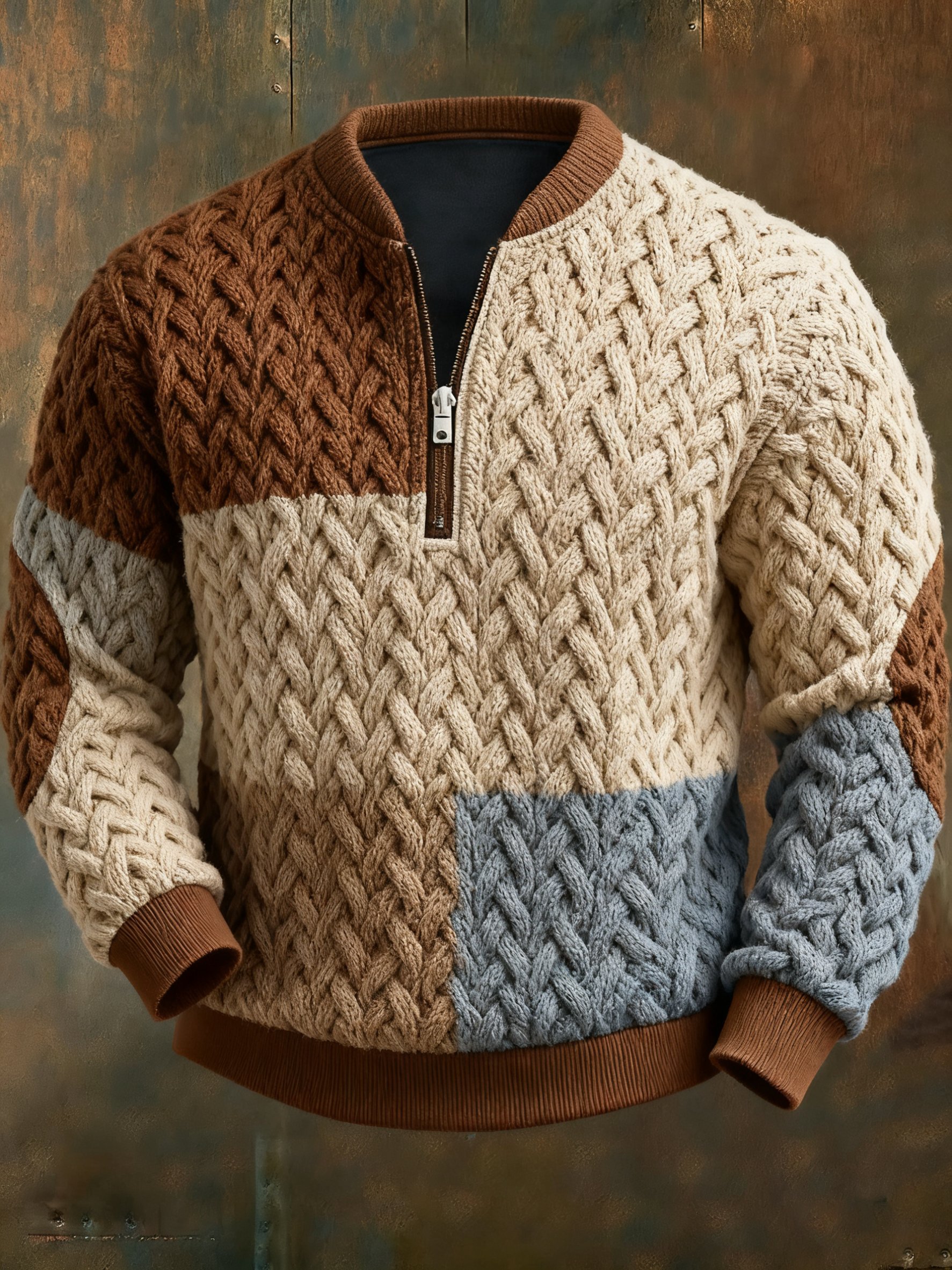 Sudadera casual geométrico en bloques de color estampado para hombre