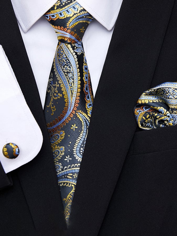 Ejecutivo casual ejecutivo Tie Square Cufflinks 3-Piece Set para hombre
