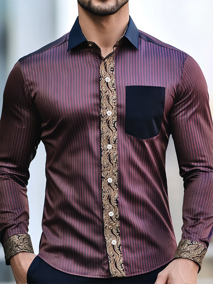 Camisa satén Luxe de manga larga con botones para hombre
