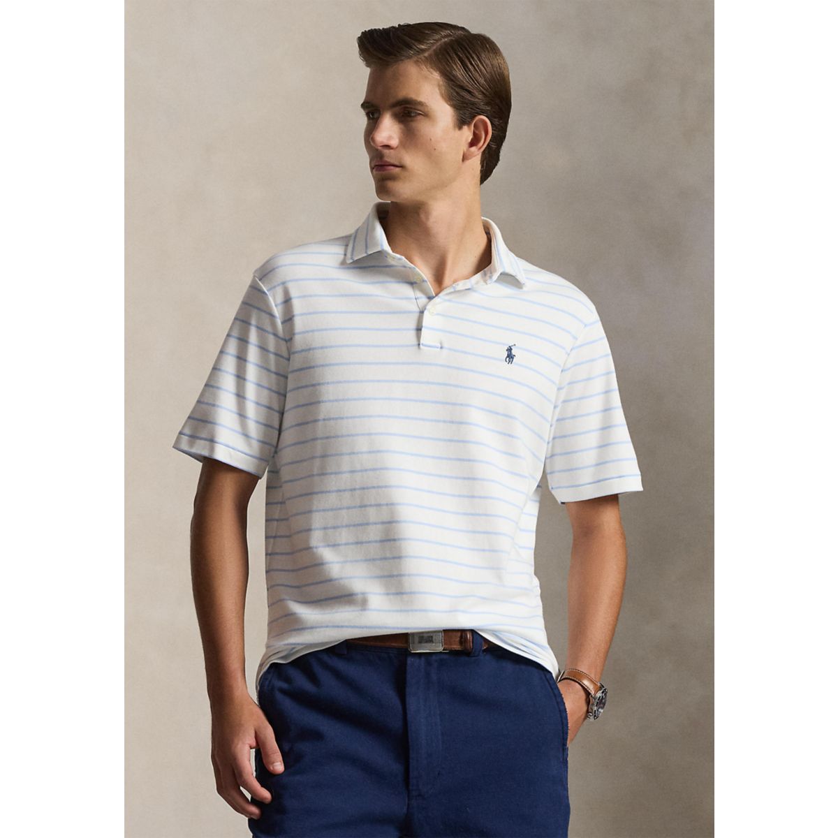 Classic Striped Soft Cotton Polo Shirt - 1