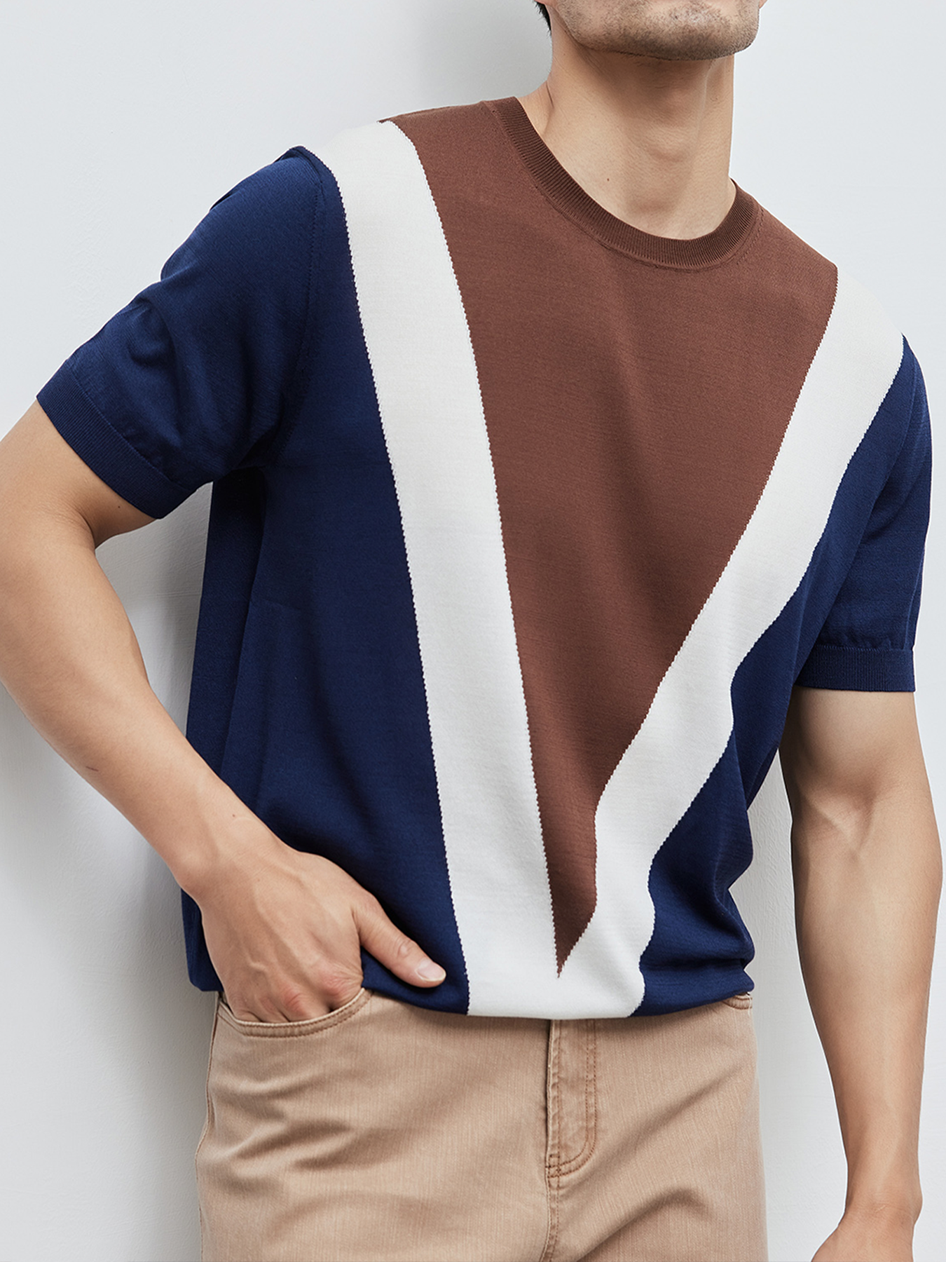 Camiseta Cooltejido transpirable Contrast Color de manga corta tejidoted