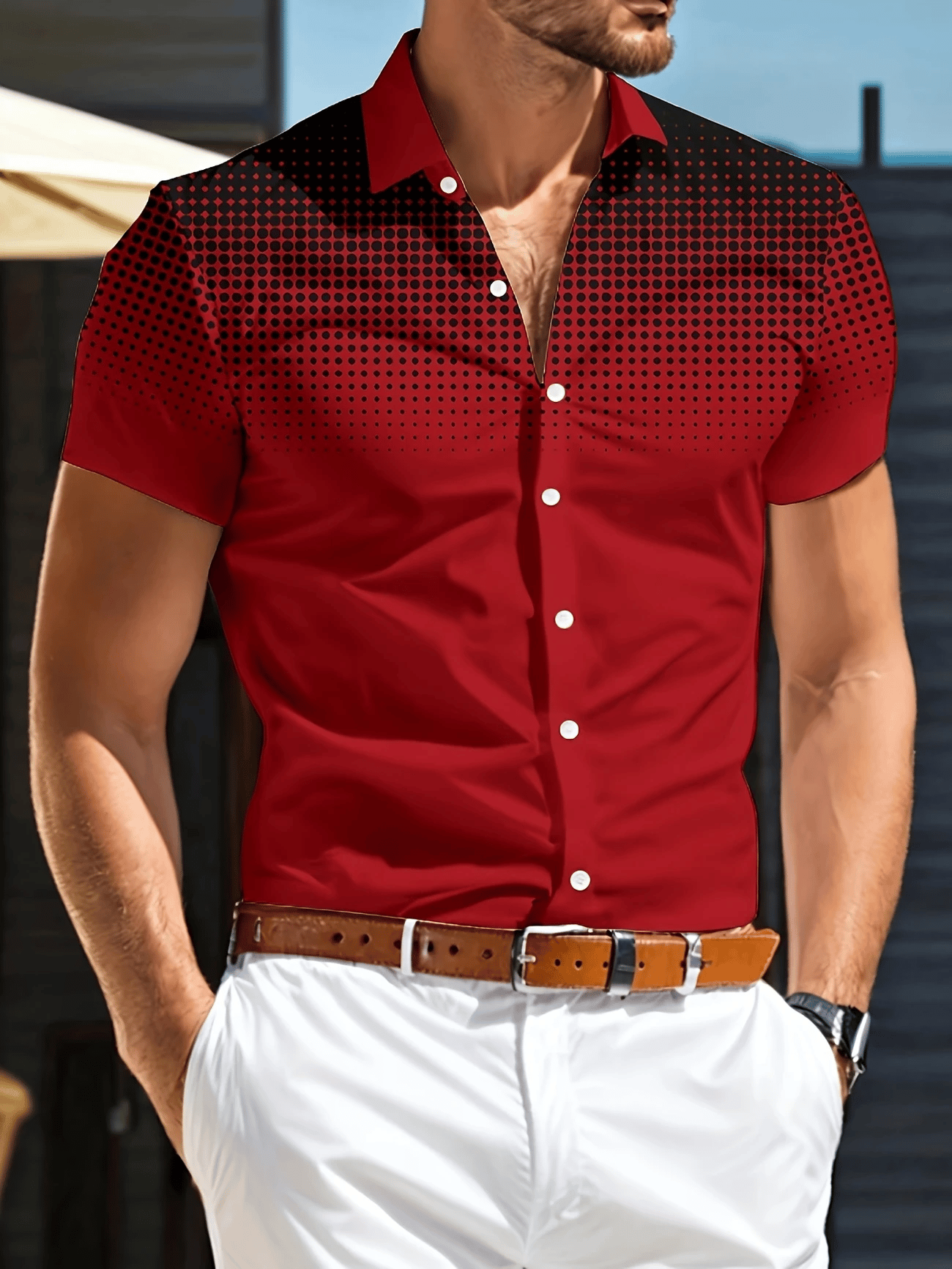 Camisa ejecutivo casual Button de manga corta para hombre