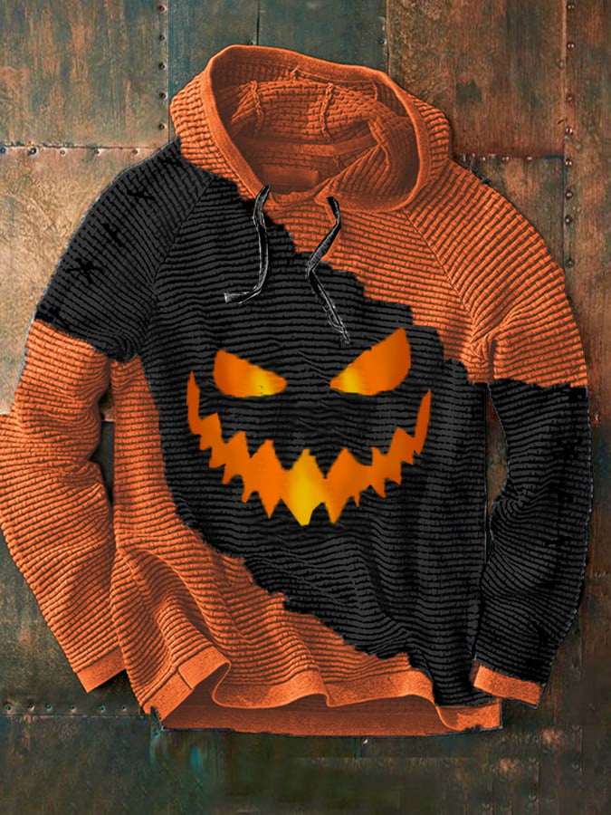 Sudadera Halloween Face estampado casual Hooded para hombre
