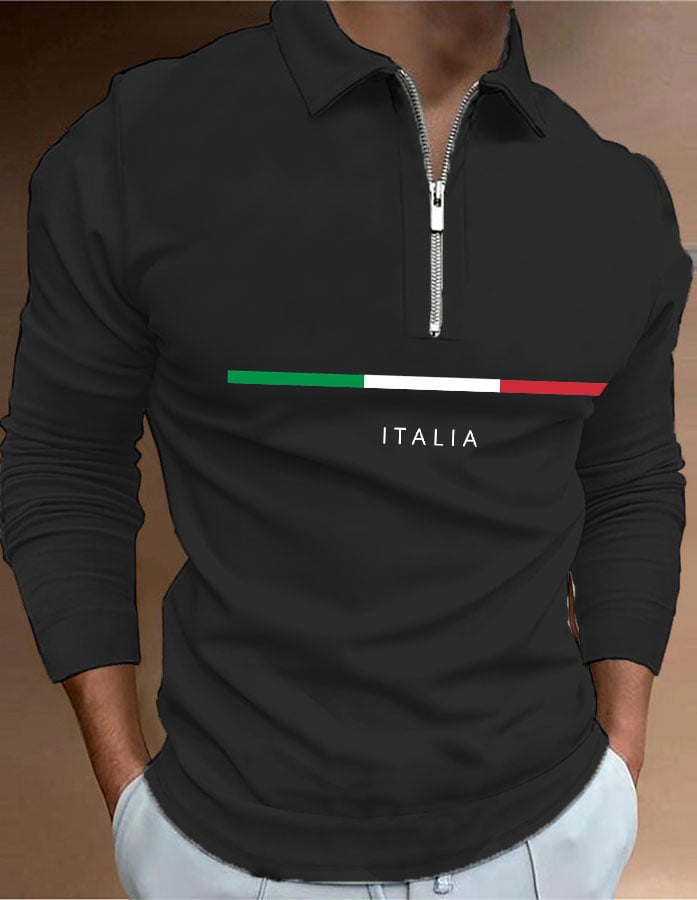 Camisa polo "Italy" estampado con cierre para hombre
