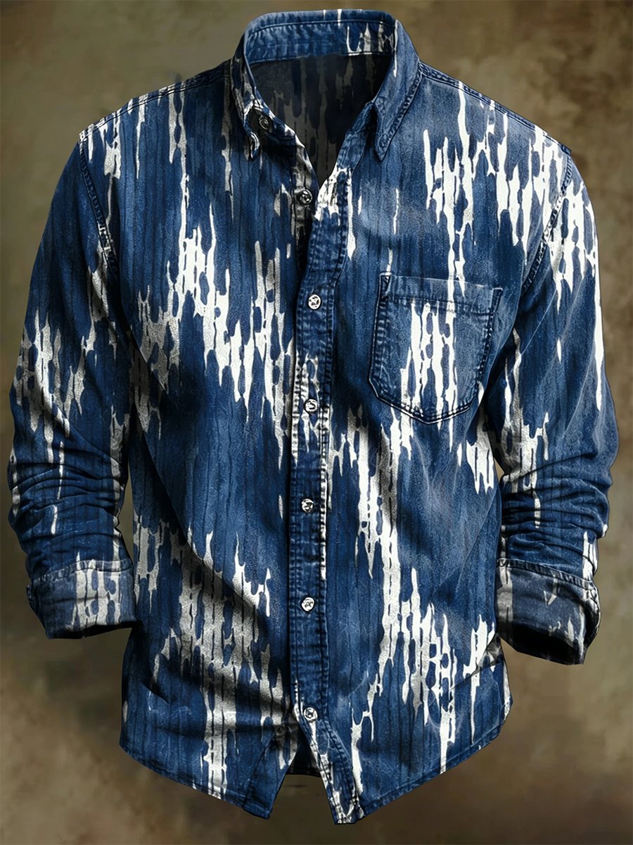 Camisa vintage Art de manga larga para hombre