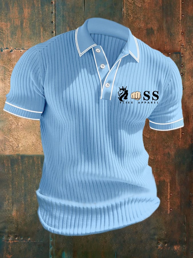Camisa polo casual geométrico jacquard tejido para hombre