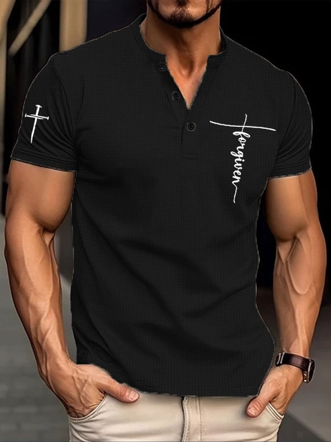 Camisa elegantee casual Faith Waffle Henley para hombre