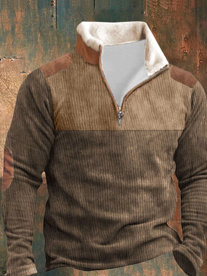 Sudadera casual cierre Stand cuello de manga larga estampado