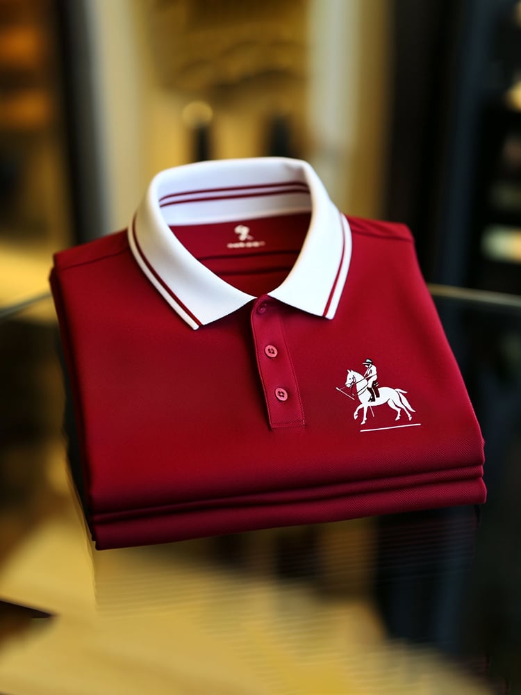 Camisa polo clásico ejecutivo Logo Button de manga corta para hombre