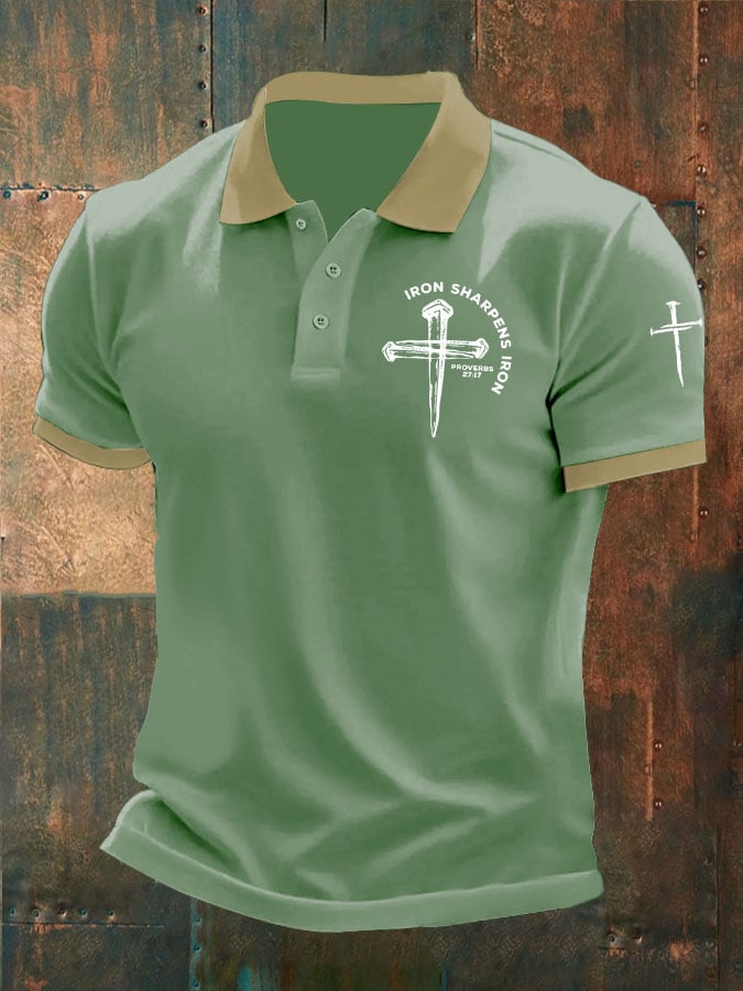 Camisa polo Iron Sharpens Iron estampado para hombre