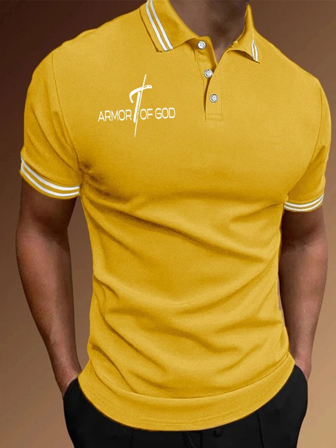 Camisa polo ARMOR OF GOD Cross estampado casual para hombre