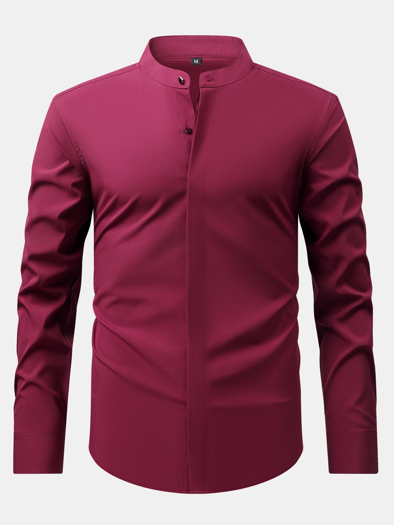 Camisa de vestir Non-Iron Hidden Placket Stand Collar
