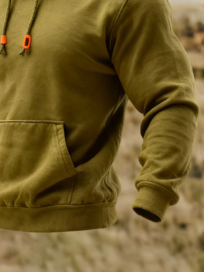 Sudadera retro clásico Basic All-Match de color sólido Hooded para hombre