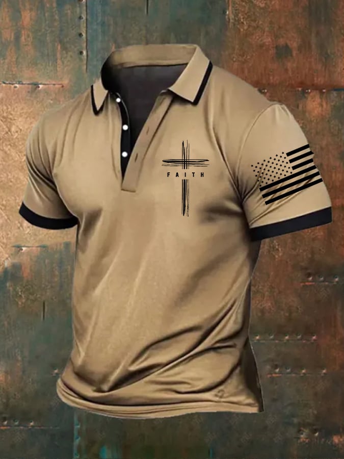 para hombre Faith Cross estampado camisa polo