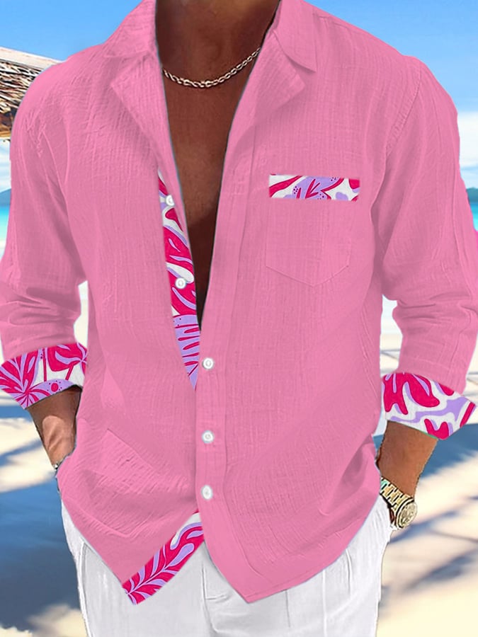 Camisa Cuban Collar Hawaiian estampado de modaable Resort casual (With Pockets) para hombre