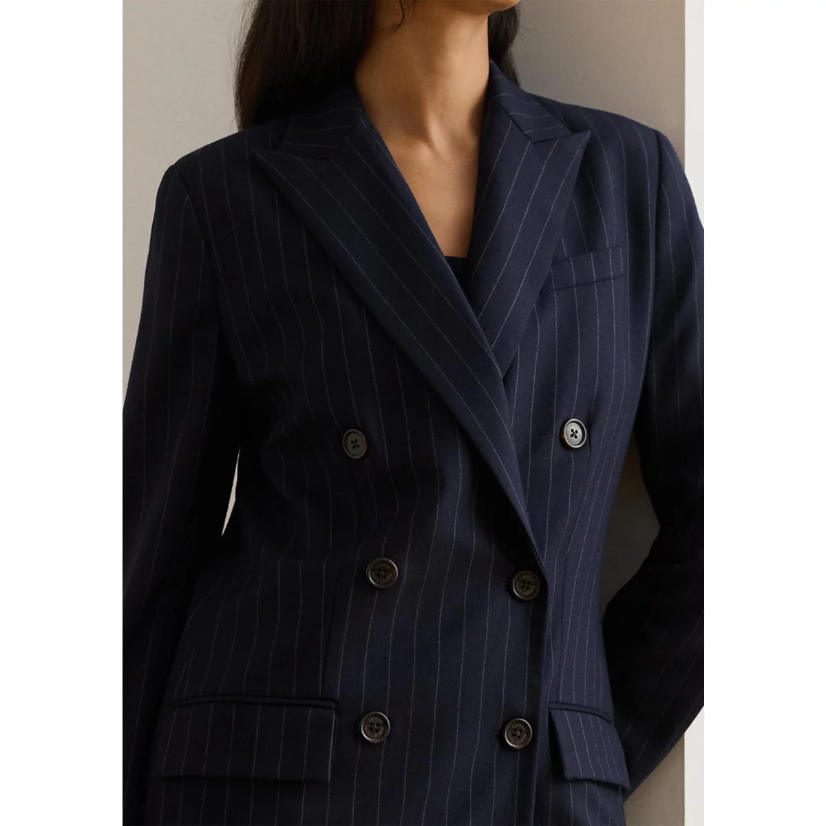 Double-Breasted Pinstripe Twill Blazer - 3