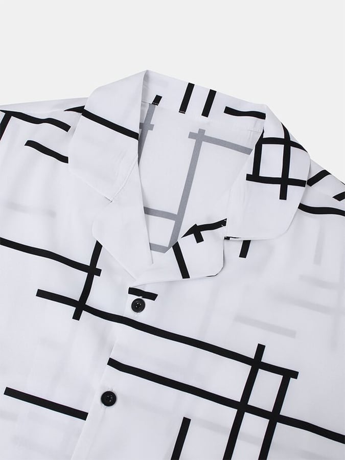Camisa a rayas Lapel de manga corta