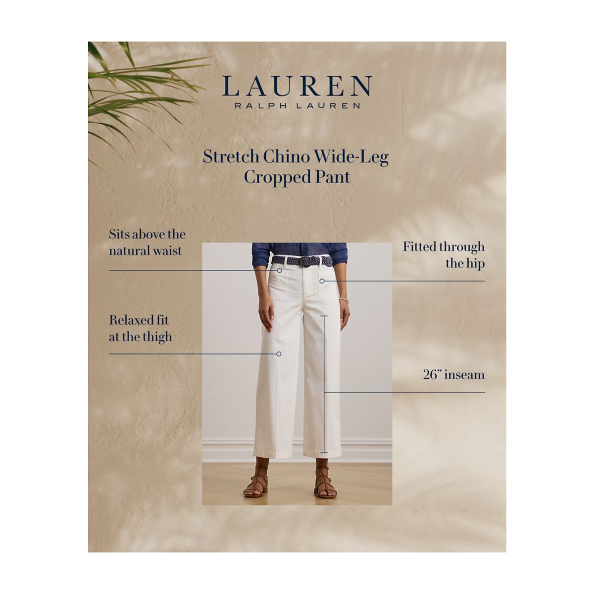 Stretch Chino Wide Leg Cropped Pants - 7
