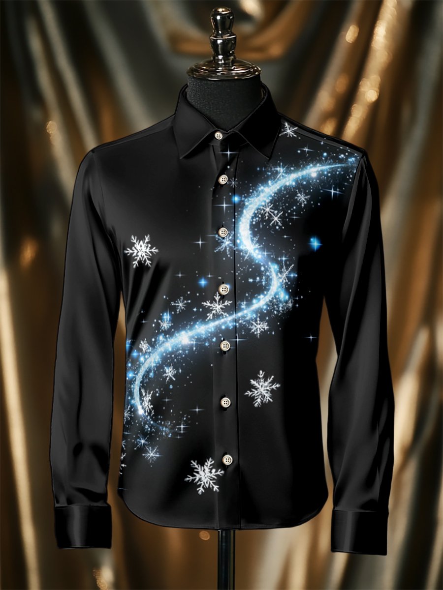 Camisa seda Christmas de lujo ejecutivo de manga larga para hombre