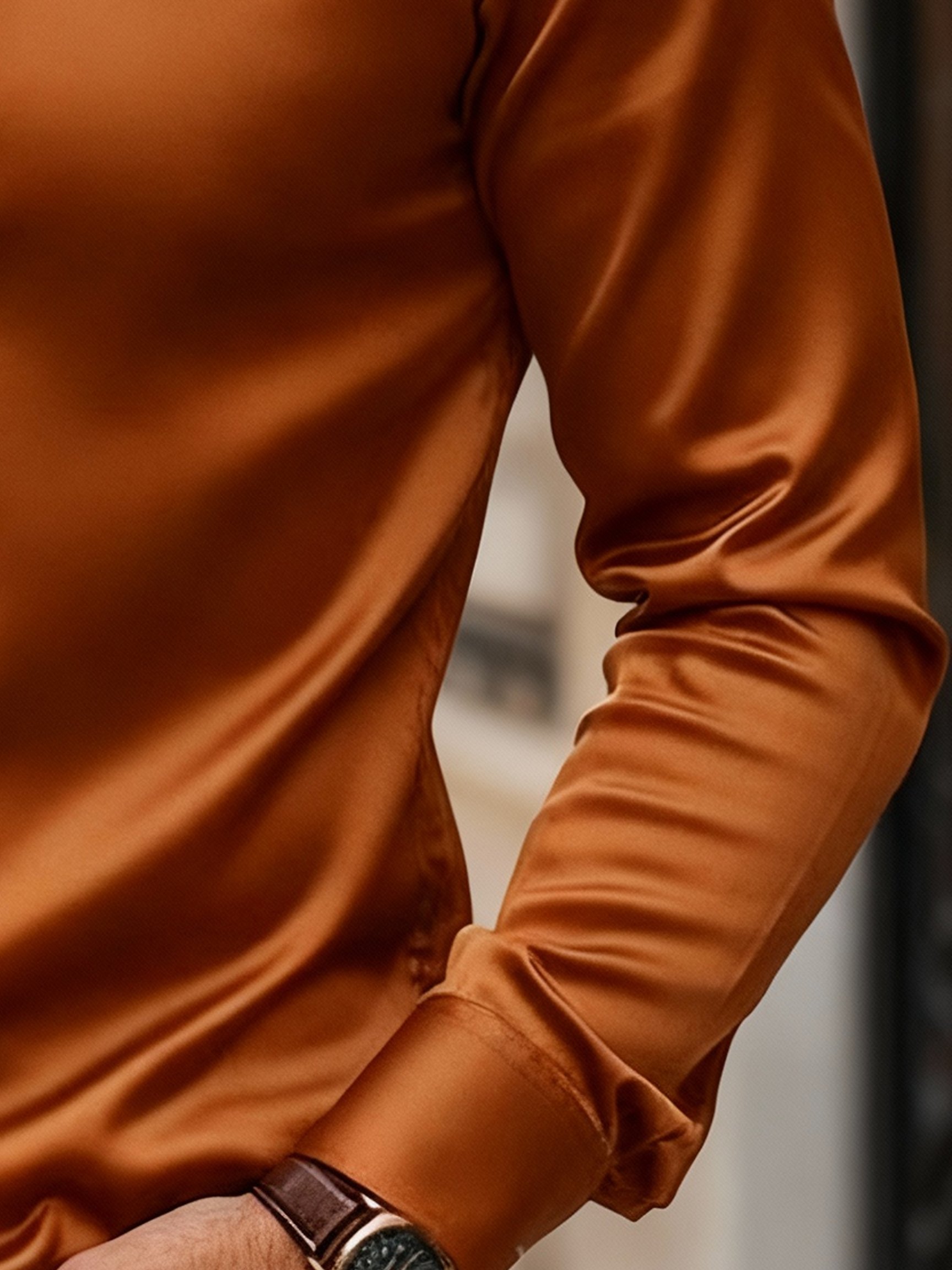 Camisa elegantee Gold de manga larga para hombre