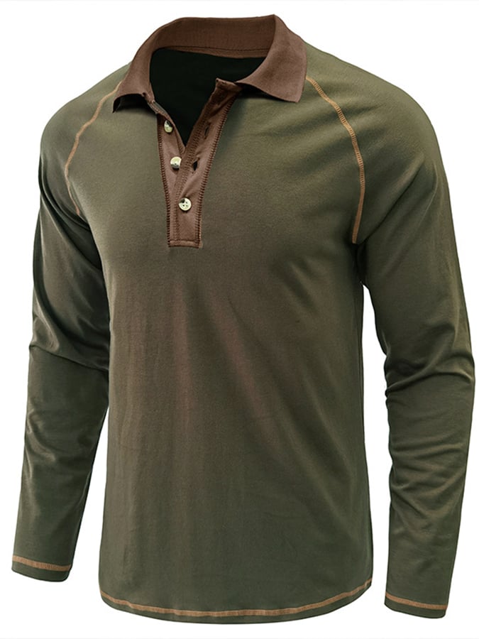 Camisa polo Athletic casual Raglan Sleeve Half Button
