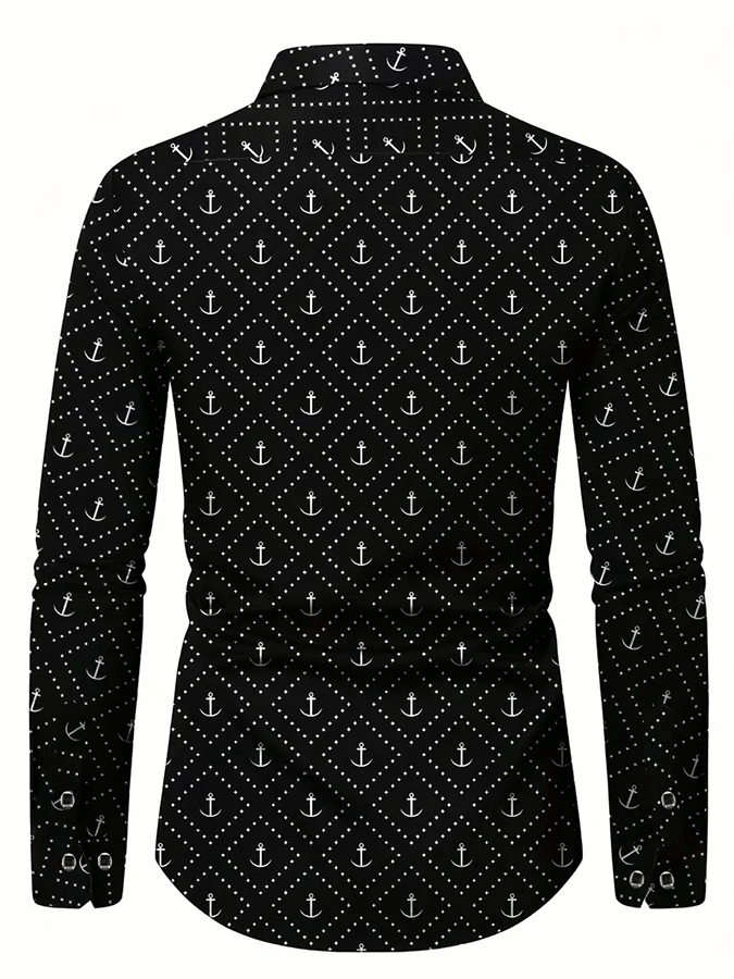 Camisa ejecutivo casual estampado satén de manga larga para hombre