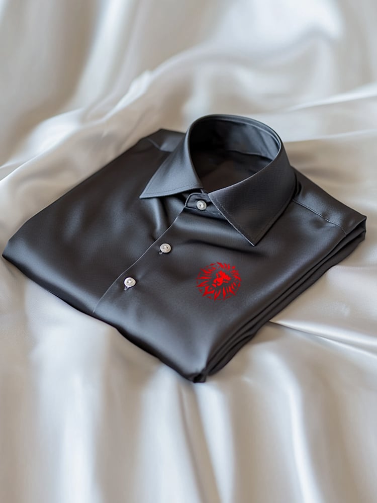 Camisa ejecutivo casual Logo solapa de manga corta para hombre