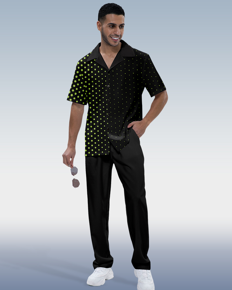 Rianmond Polka Dot estampado de manga corta Walking Suit 215 para hombre