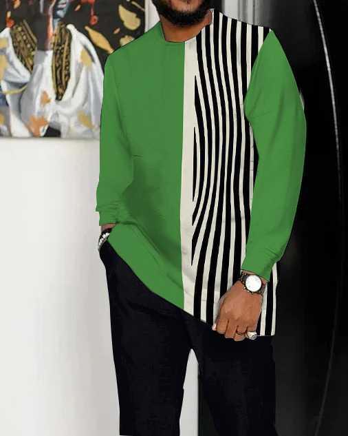 Retro Abstract Art Pattern Walking Suit de manga larga Suit para hombre