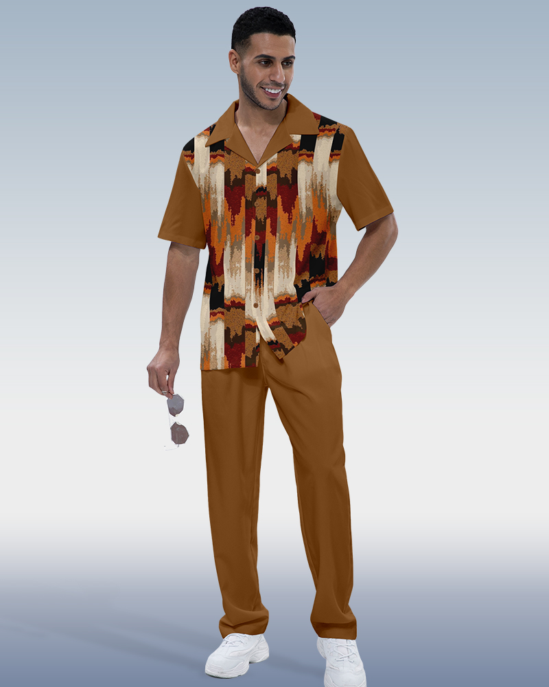 Camisa Rianmond vintage casual de manga corta Walking Set 561 para hombre