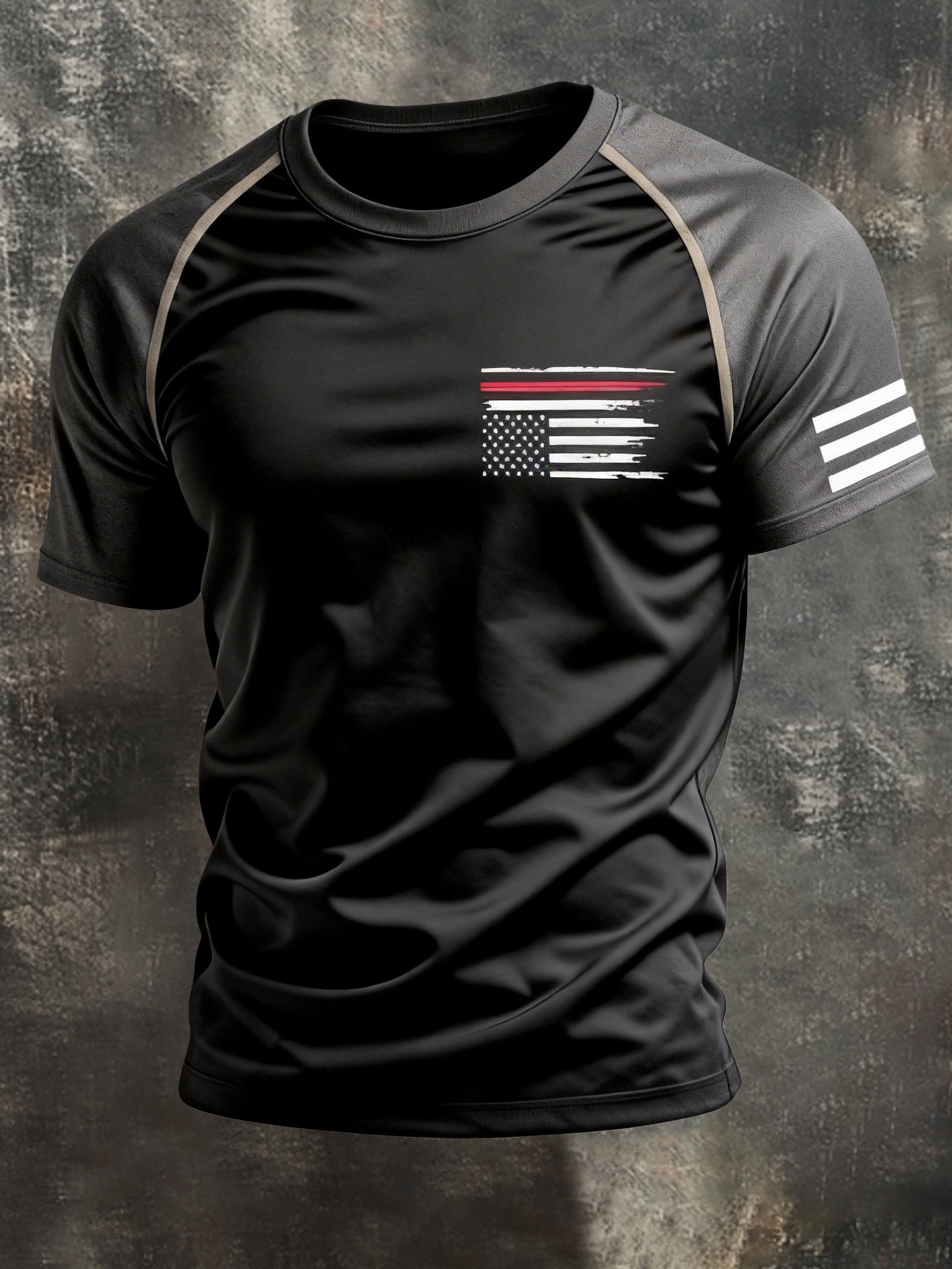 Vintage Patriot Raglan de manga corta Top para hombre