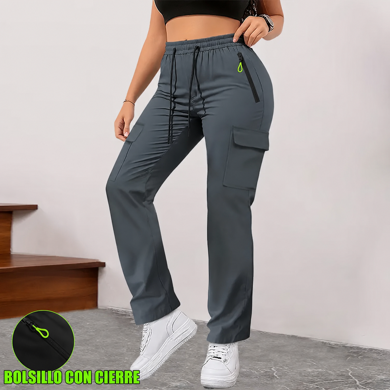Pantalón cargo multibolsillos para primavera y verano · vista 3